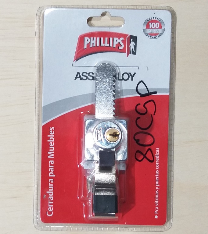 CERRADURA P/VITRINA MOD 80C CROMADA BLISTER PHILIPS