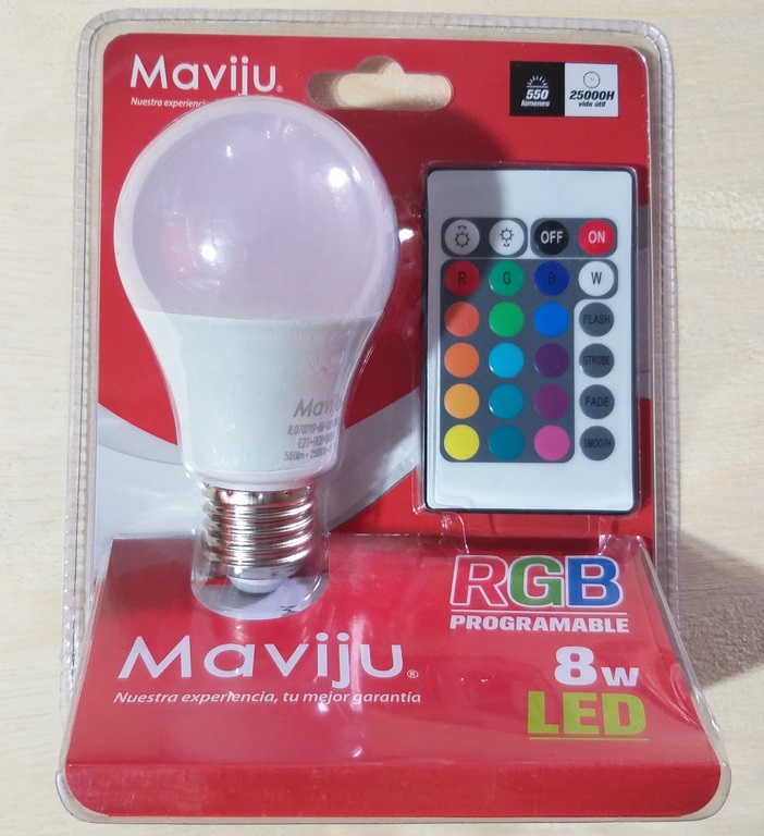 FOCO LED MAVIJU PROGRAM 7.5W E27 RGB LAC-RGBW BLISTER