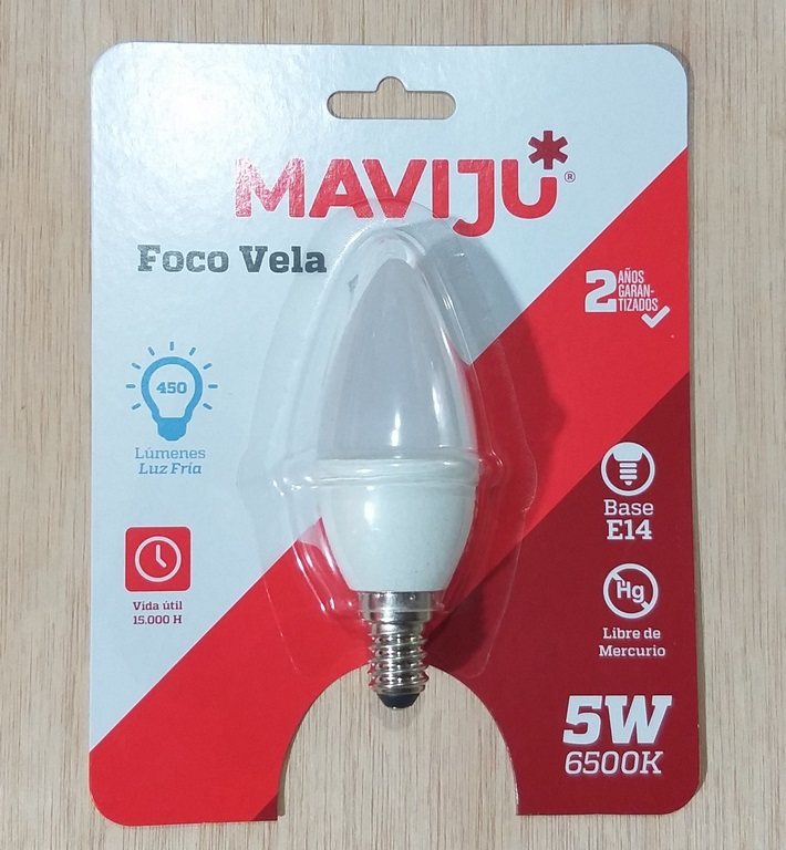 FOCO VELA LED MAVIJU 5W E14 6500K 100-240V 450LM BLISTER