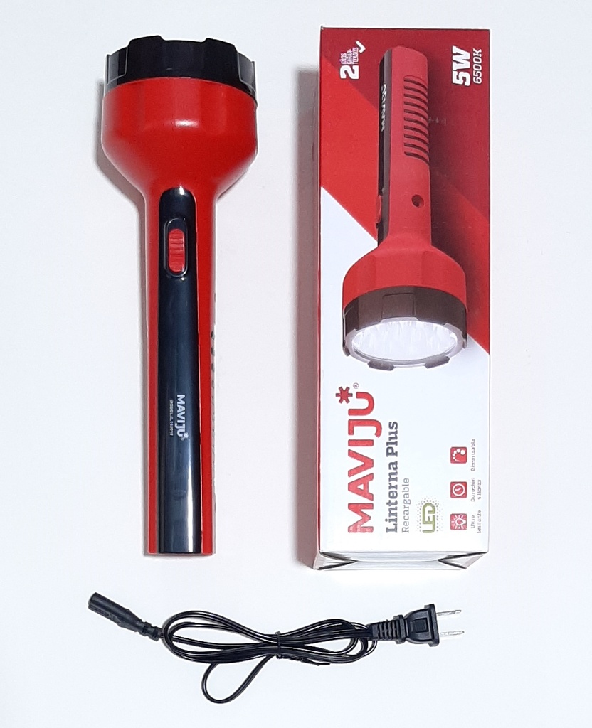 LINTERNA LED 5W 6500K RECARGABLE 110V 6 HORAS DE DURACION