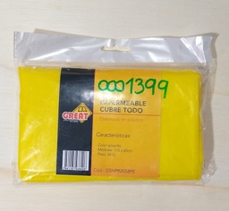 [0001399] IMPERMEABLE PLAST. CUBRETODO GREAT C/AMARILLO 115X65CM 58G T/PONCHO