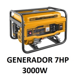 [30005] GENERADOR A GASOLINA INGCO 3000W 8,3A 7HP C/REGULADOR AUTOMATICO DE VOLTAJE