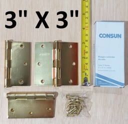 [303016Q] BISAGRA 3 X 3 CONSUN DOR. SET 3UNIDADES C/T