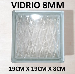 [382291] BLOQUE VIDRIO DIAMANTE CLARO 19X19X8CM V-8MM