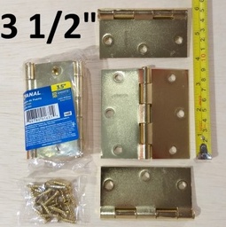 [55L350] BISAGRA FANAL 3.5 X 3.5 DOR. BRIL. SET 3 UNIDADES