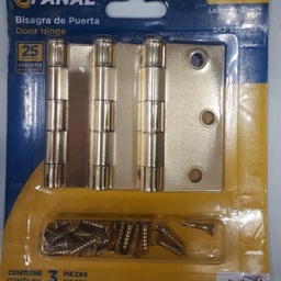 [B3-55L300] BISAGRA FANAL 3 X 3 DOR.BRIL. SET 3 UNIDADES