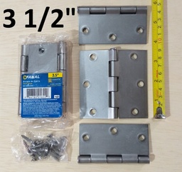 [B3-55SC350] BISAGRA FANAL 3.5X3.5 CROMO SATINADO SET 3 UNIDADES