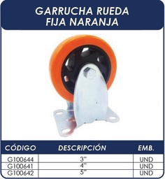 [G100645] GARRUCHA RUEDA FIJA 2-1/2´´  NARANJA
